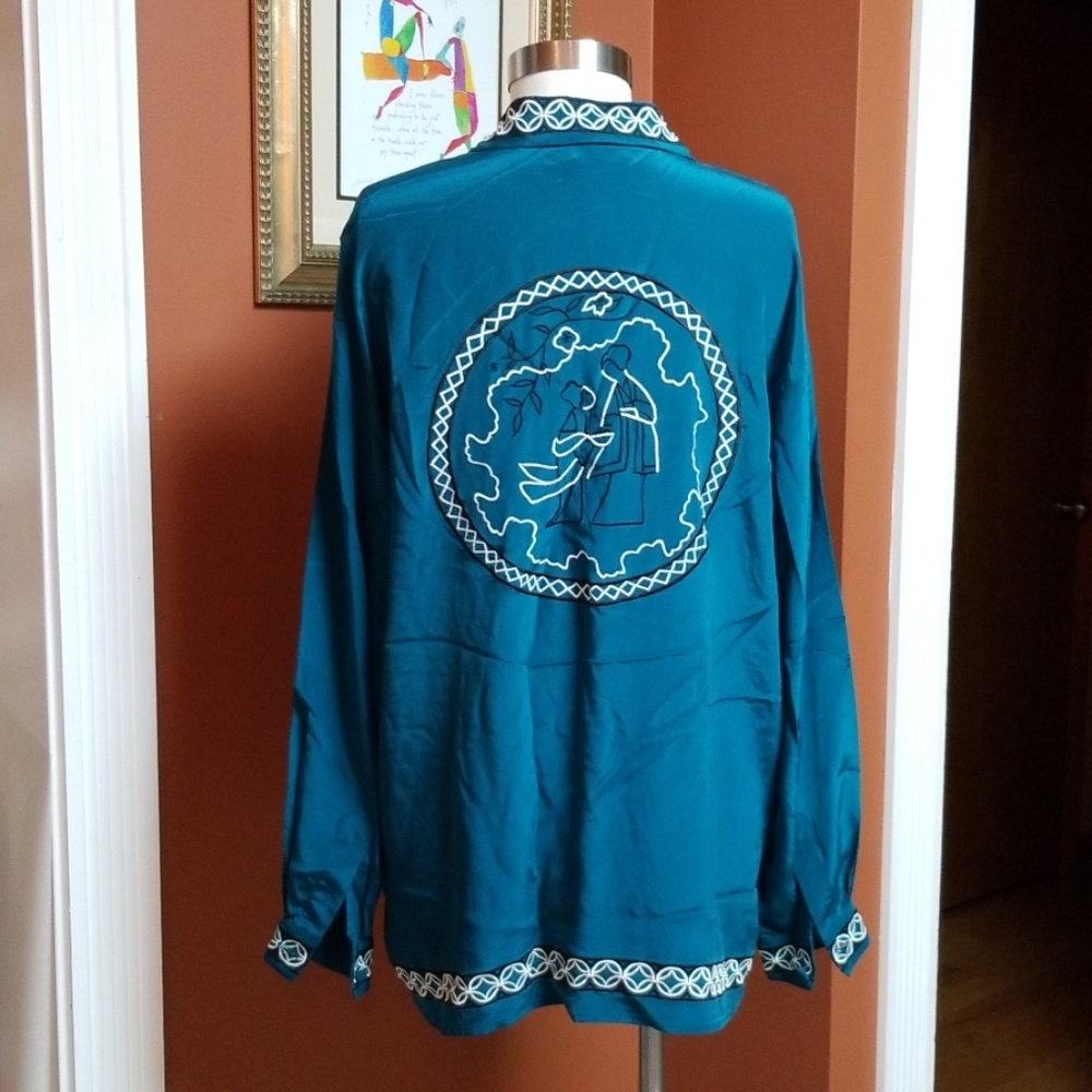 Diane von Furstenberg teal blouse